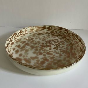 Anthropologie Art Glass Serving Tray Plate Gold Bronze Dichroic Glass